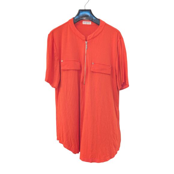 Bulotus Women’s Zip Front V-Neck Blouse Short Sleeve Work Casual Top Size XL - Picture 2 of 4